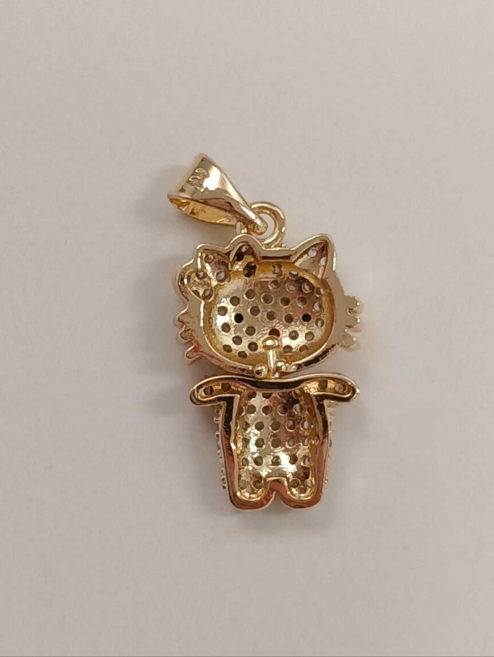 NEW! Micro 18k Gold Filled Crystal Hello Kitty Swivel Pendant Necklace Charm - Picture 4 of 6